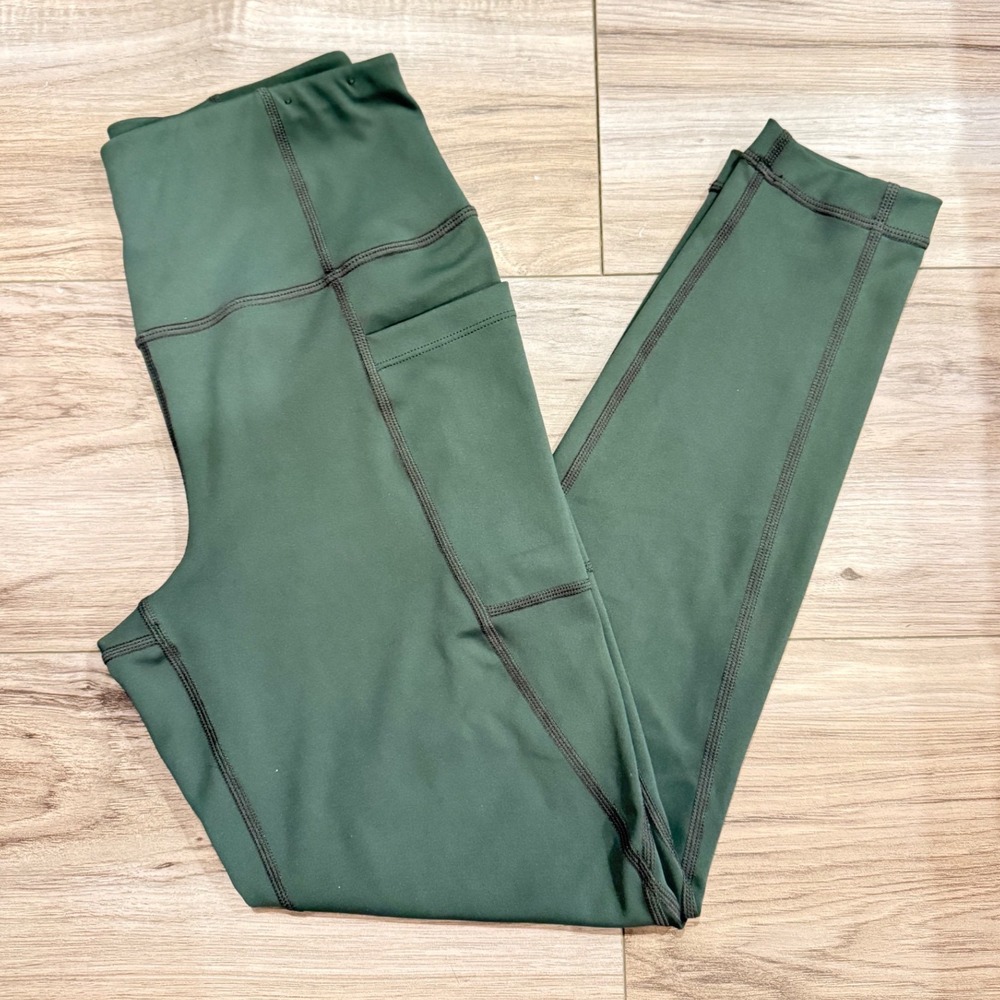 Lole High Waisted Sage Green Leggings with Side Pockets